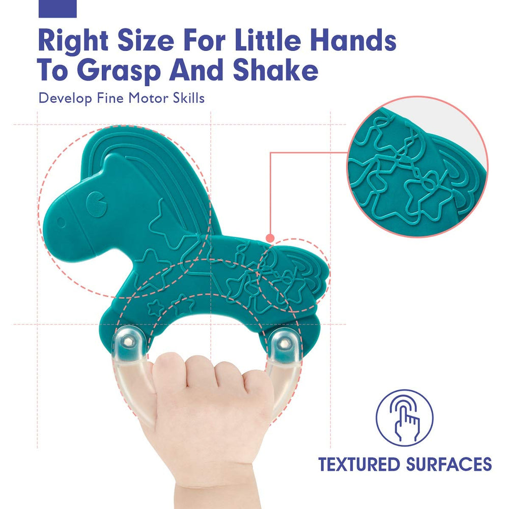 Hahaland rattle with high-contrast colors aids visual tracking