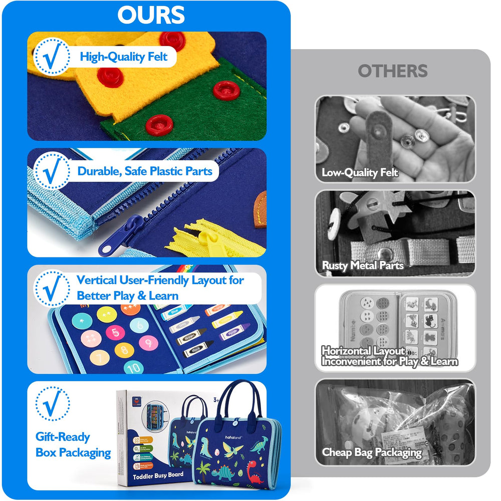 Hahaland Busy Board colors and shapes encourage sorting and recognition