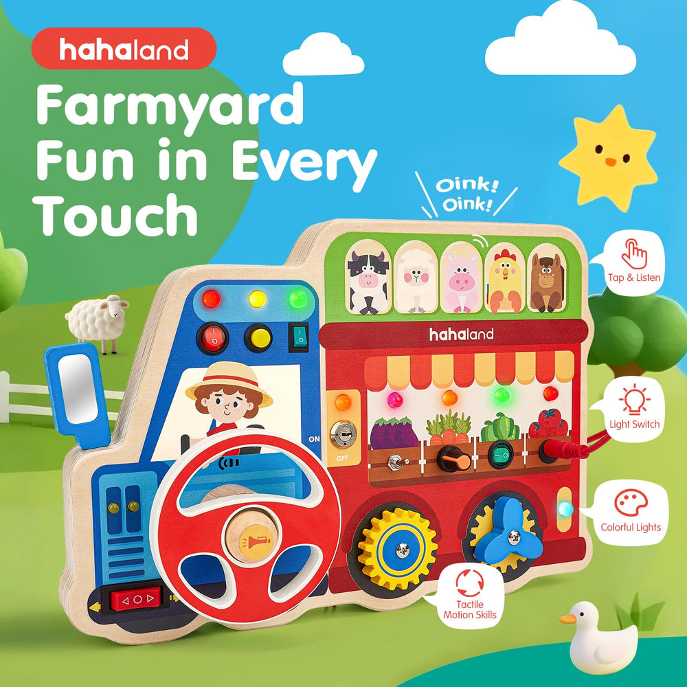 hahaland Busy Board count and match activity supports early math and fine motor skills