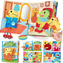 Hahaland Busy Book cover with dinosaur art promoting tactile exploration for toddlers