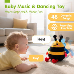 Hahaland voice-mimic mode bee copies baby's sounds during play.