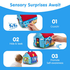 Hahaland crinkle sensory car 2 offers textured play and bite safe design