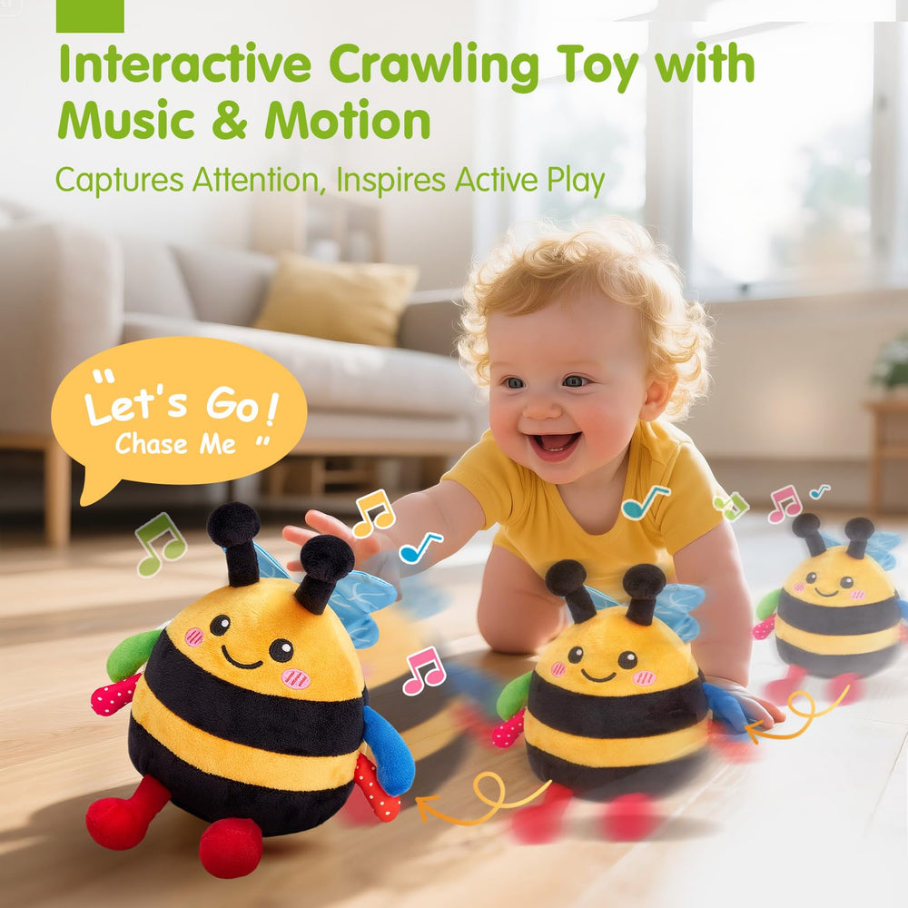 Hahaland interactive tummy time bee encourages crawling and exploration.