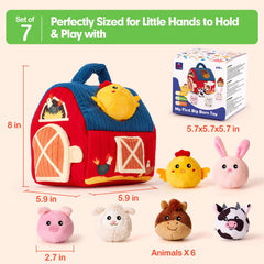 Hahaland portable barn with handle makes on-the-go play easy for little hands.