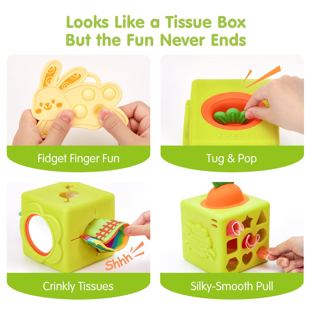 Hahaland sensory teether and popper soothe teething while engaging fingers