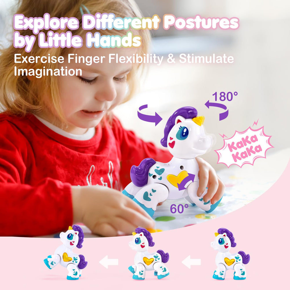Hahaland unicorn lights and four tunes captivate little listeners during play.