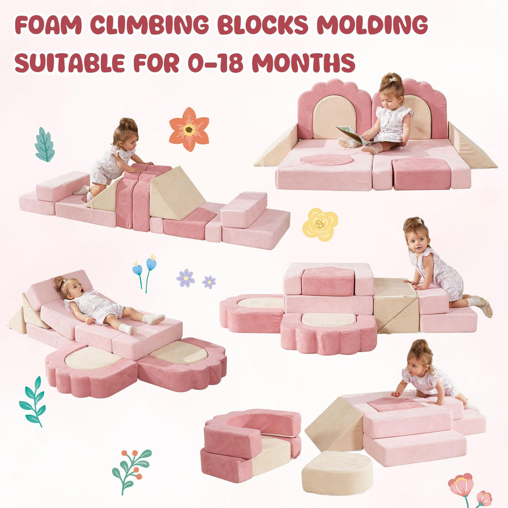 HAHASOLE two toddlers friendly climb and crawl setup promotes cooperative play.