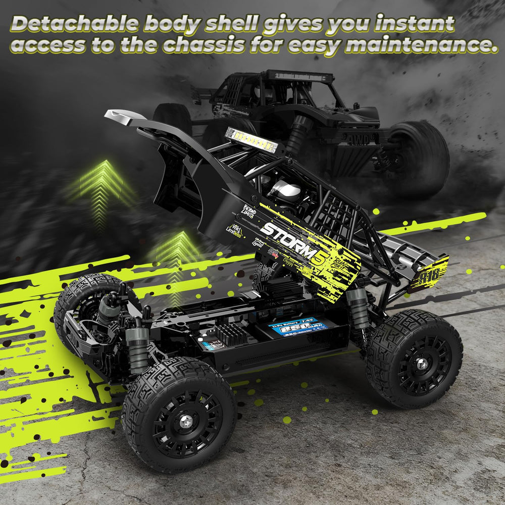 HAIBOXING 1:18 Desert Off-Road Truck tires illustrate high-traction grip for off-road use