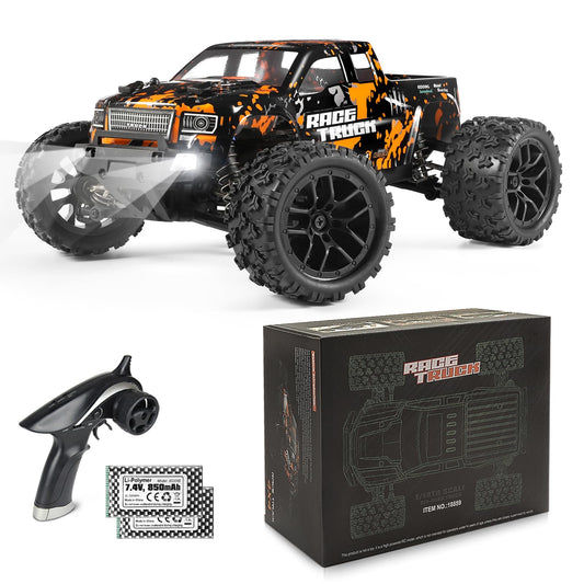 HAIBOXING 18859 front view shows rugged chassis for off-road fun