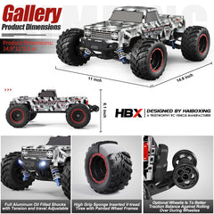 HAIBOXING 903A aluminum oil shocks improve suspension over obstacles.