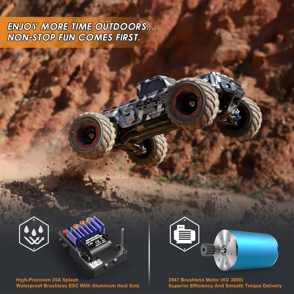 HAIBOXING 903A dual Li-Po packs extend outdoor playtime.
