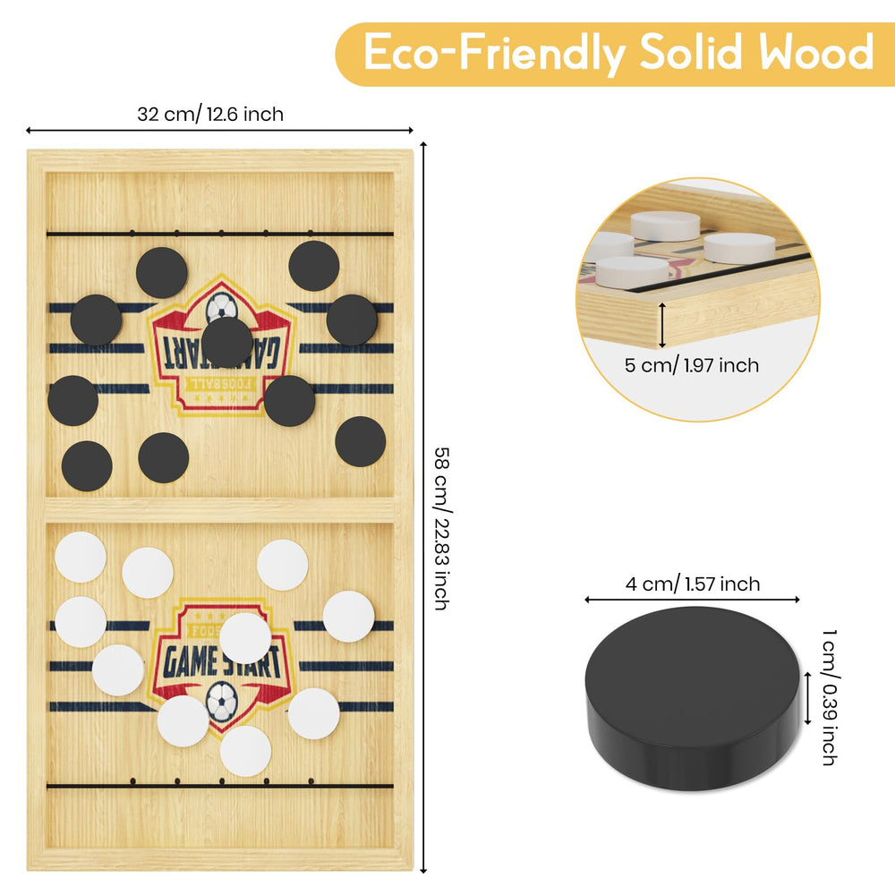 Close-up of elastic bands and pucks with Hailey&Elijah branding for table dexterity.