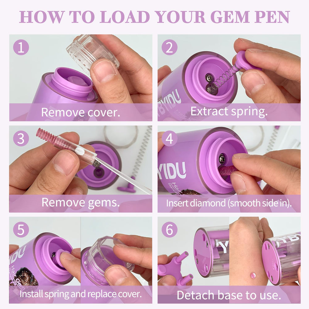 Sparkling gems from Hair Gems Tool for Girls shown on hair for a party look.