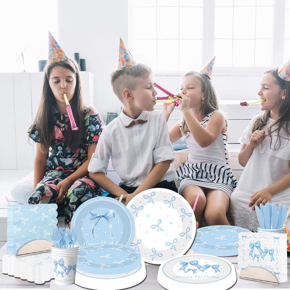 HAKOTI Blue Bow Dessert Plates 7-inch add cute elegance to treats