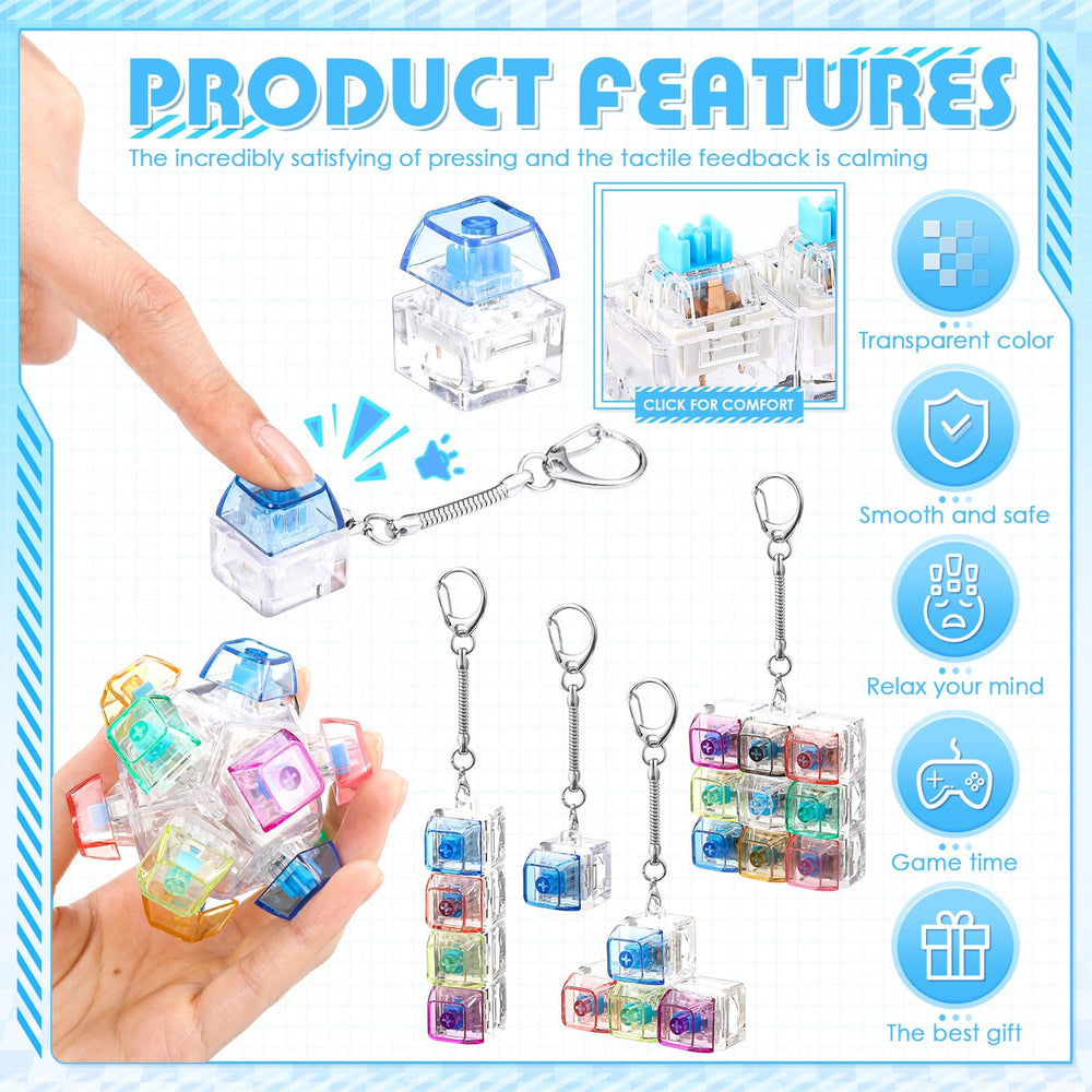Halloscume keyboard fidget keychain style 2 offers bright transparent keys for on-the-go stress relief.