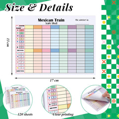 Halloscume scorepad pages closeup reveals clear, legible scores for family game night.