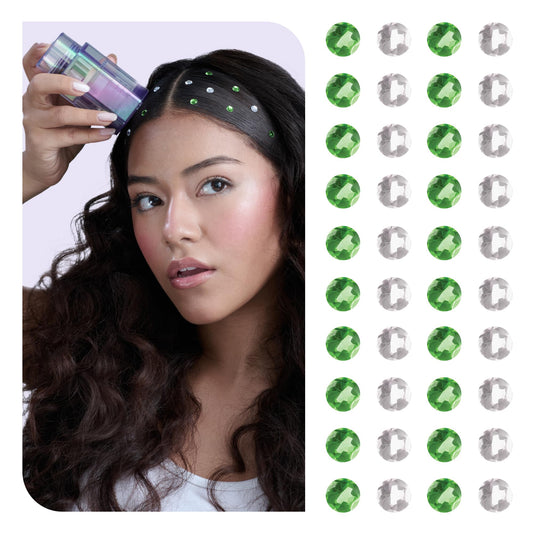 Hally Hair Gem Pen applying gems to hair for quick sparkle.