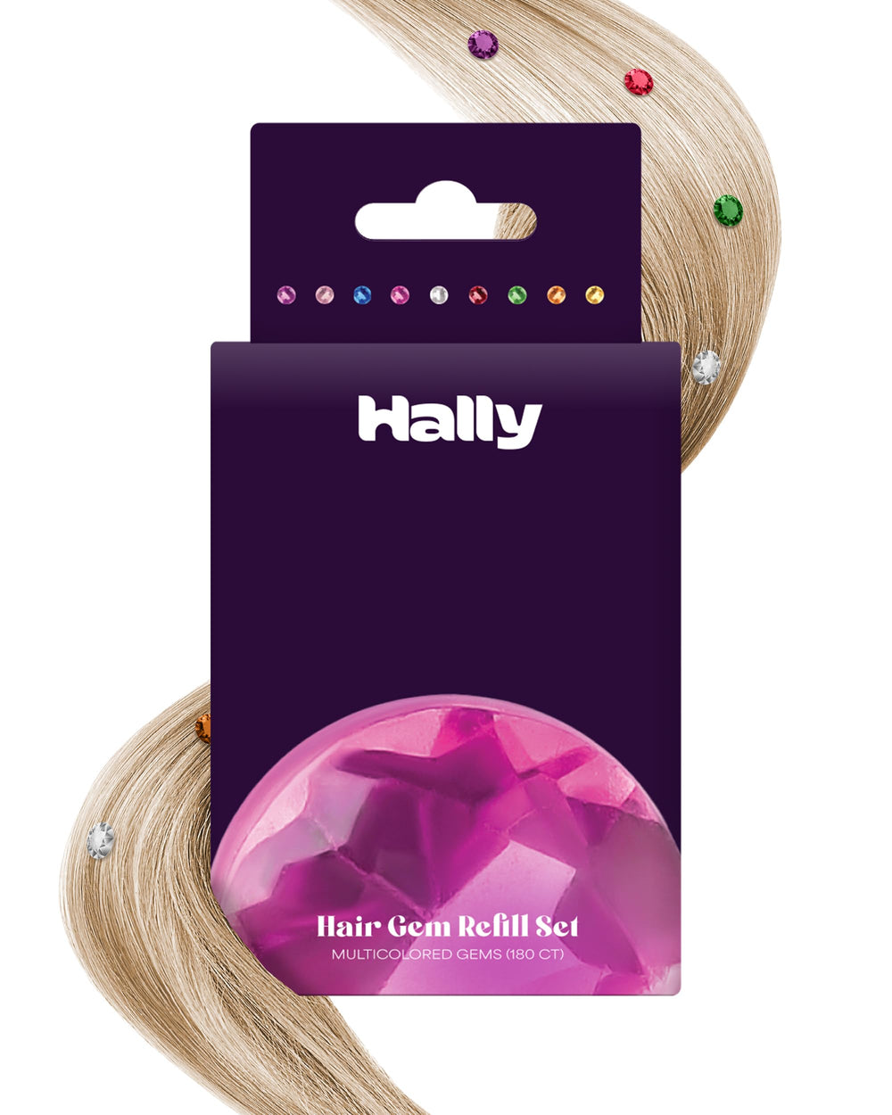 Hally Hair Gems Pen refill with 180 multicolor gems for vibrant looks