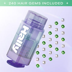 Hally Hair green and clear gems bulk for versatile styling.