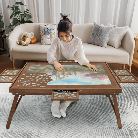 HALLYBEE puzzle table with 34-3x26-5 inches surface provides a spacious area for big puzzles.