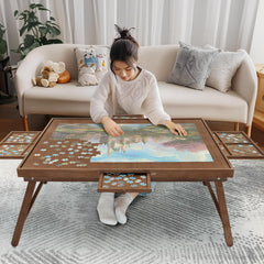 HALLYBEE puzzle table with 34-3x26-5 inches surface provides a spacious area for big puzzles.