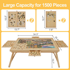 HALLYBEE Puzzle Table dimensions 34.3 by 26.5 inches for large puzzles.