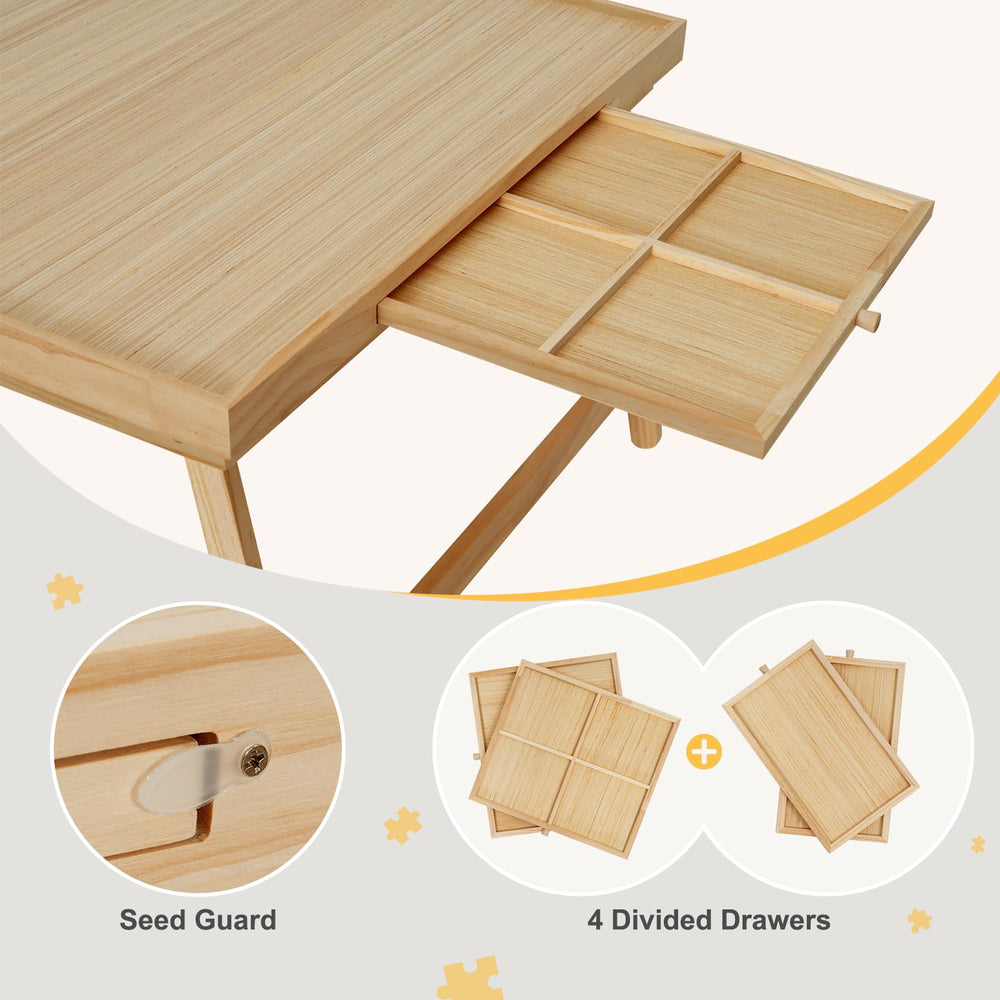 HALLYBEE Puzzle Table promotes organized, enjoyable puzzle sessions.