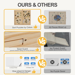 HALLYBEE Puzzle Table natural finish blends with any room decor.
