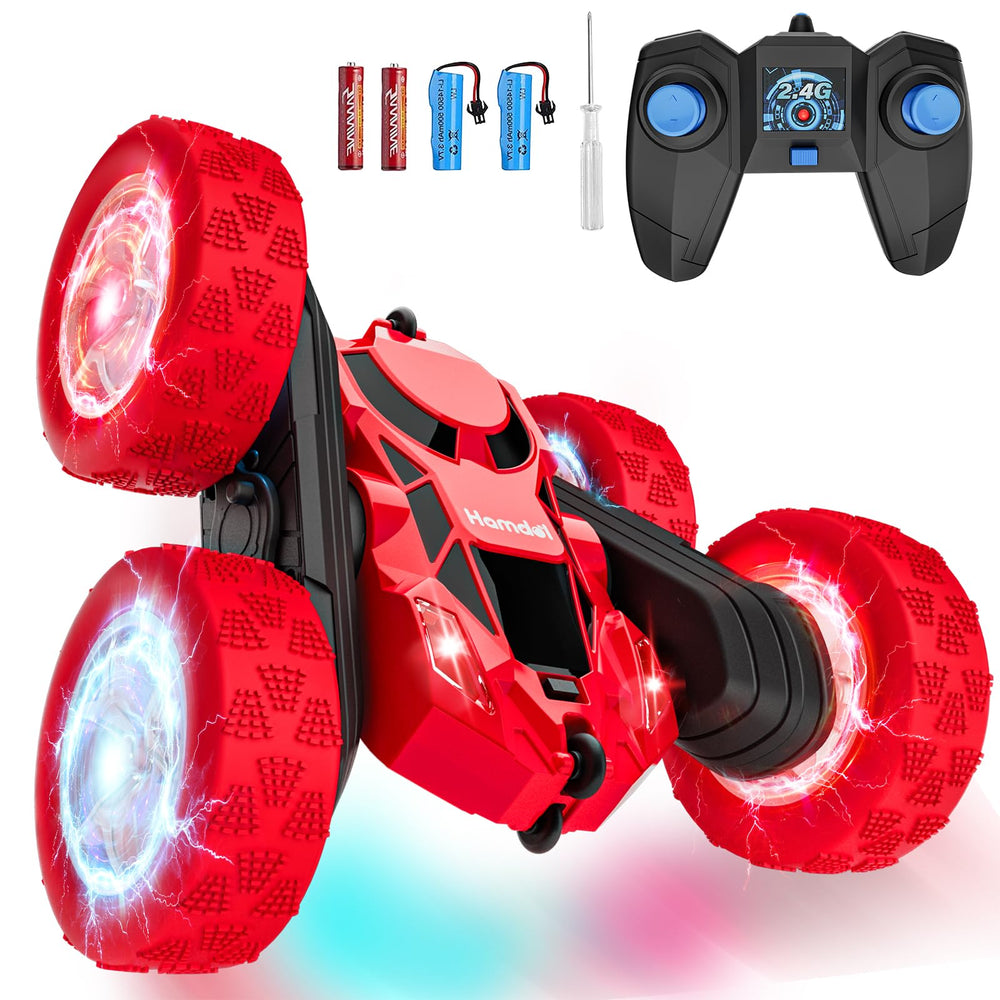 Hamdol Glow Red Fighter with LED wheels lights up night play for kids.