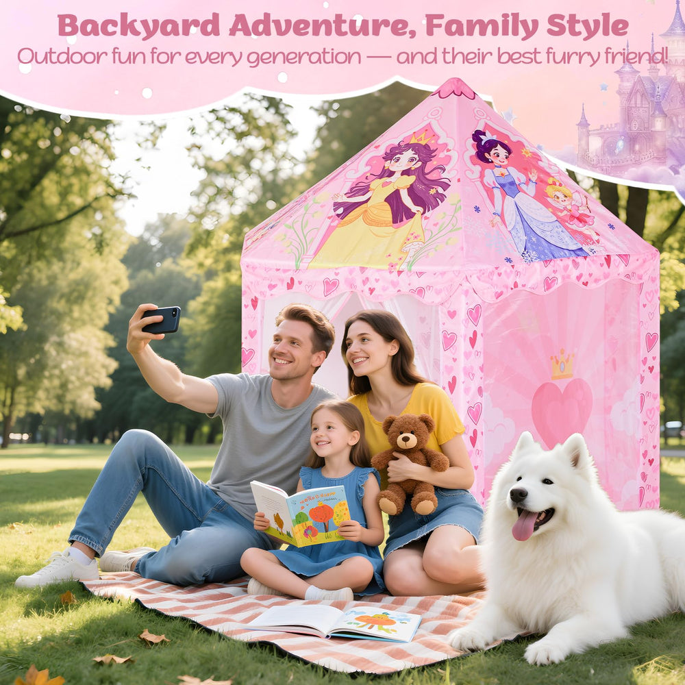 Hamdol Hexagon Princess Play Tent folds into a compact carrying bag for travel.