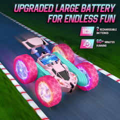 Hamdol Pink Blossom Edition RC car with LED wheels for radiant spins.
