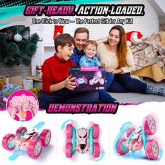 Hamdol Pink RC Car all-terrain design endures grass and carpet play