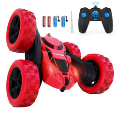 Hamdol Red Blaze RC car front view with LED lights for indoor and outdoor racing
