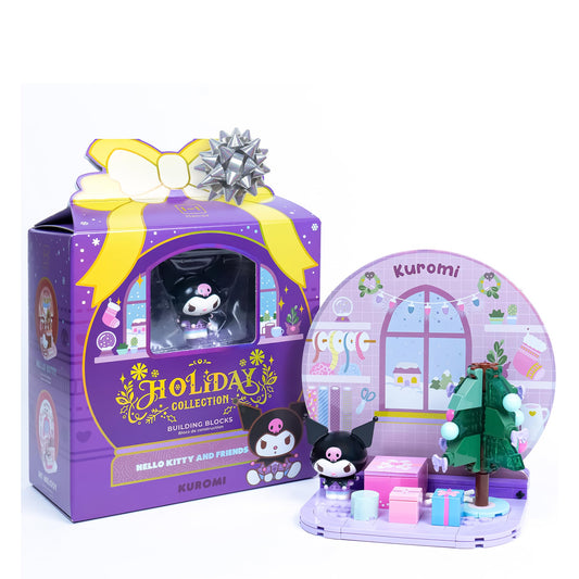 Hamee Sanrio Hello Kitty holiday figure with display stand for collectible display.