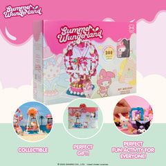 Hamee Sanrio Summer Wunderland ferris wheel with bright colors for collectible display and pretend play.