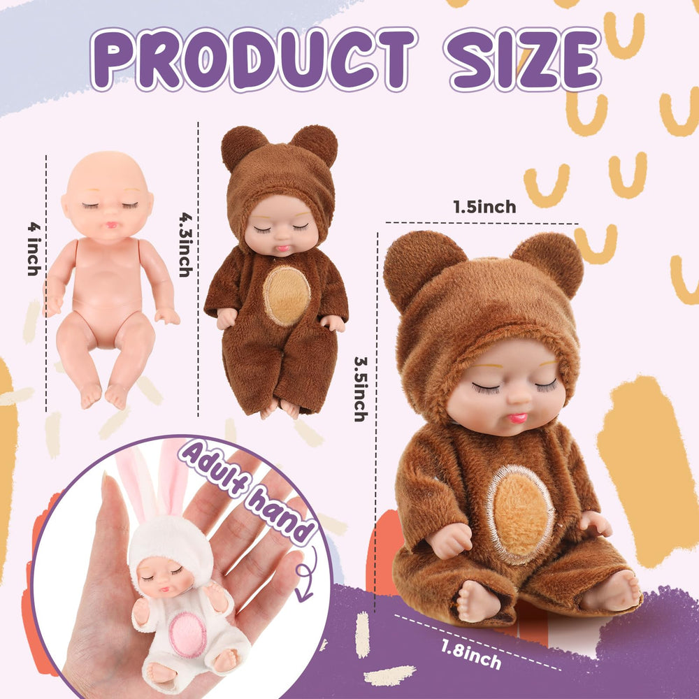 Hanaive mini dolls in 4-inch size with clothes, ideal for gifts and classroom use.
