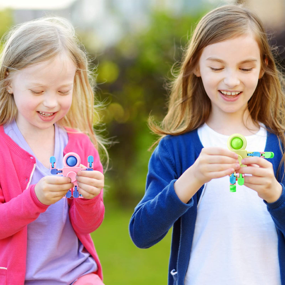 Hanaive robot fidget spinner emits a crisp sound when pressed.