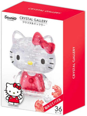 Hanayama Crystal Gallery Hello Kitty figure on display shines with crystal clarity.