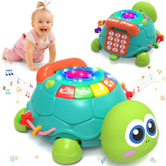 Hanayo musical turtle toy with lights and buttons sparks early learning.