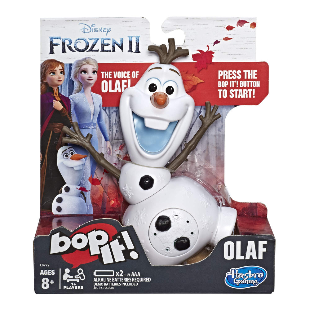 Handheld Games Disney's Frozen 2 Bop It Olaf invites family play and quick reactions.