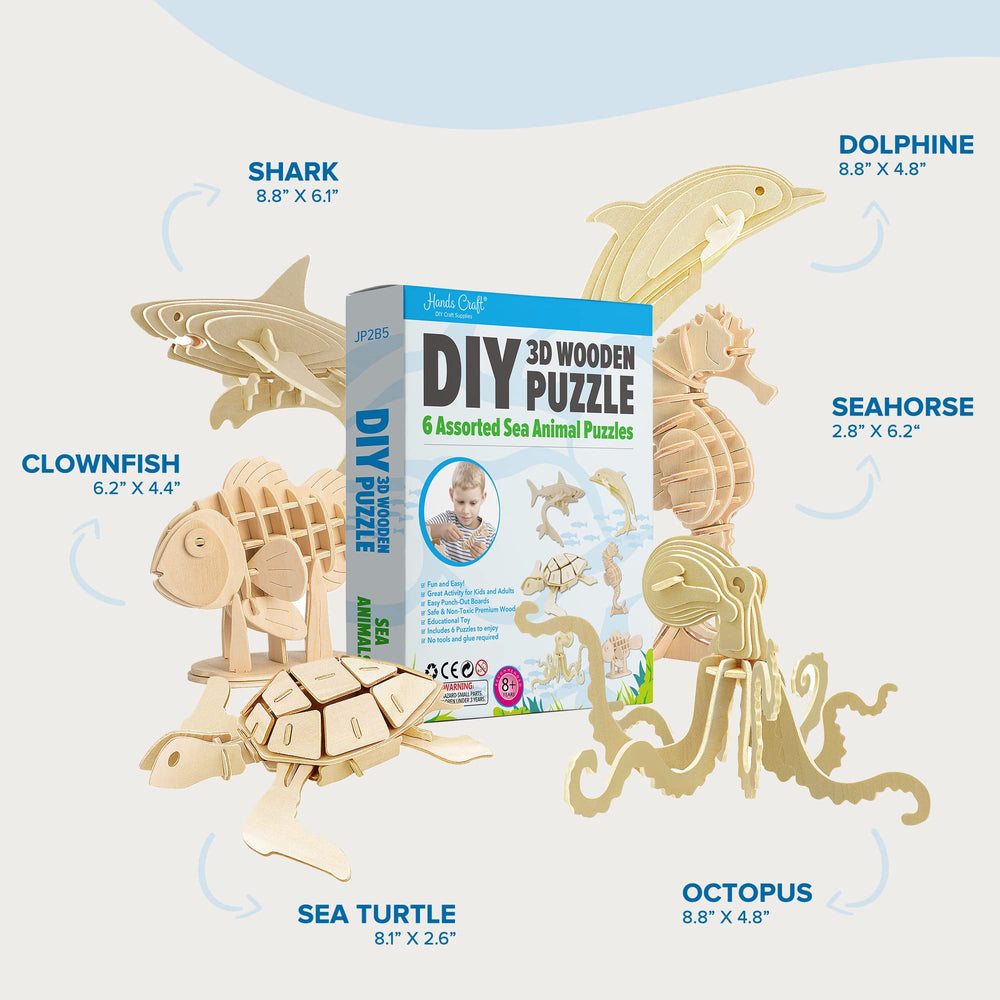 Hands Craft 3D Seahorse puzzle, charming decorative display after completion.