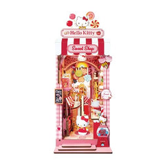 Hands Craft LED light feature on Hello Kitty Sweet Shop Book Nook for warm ambiance.