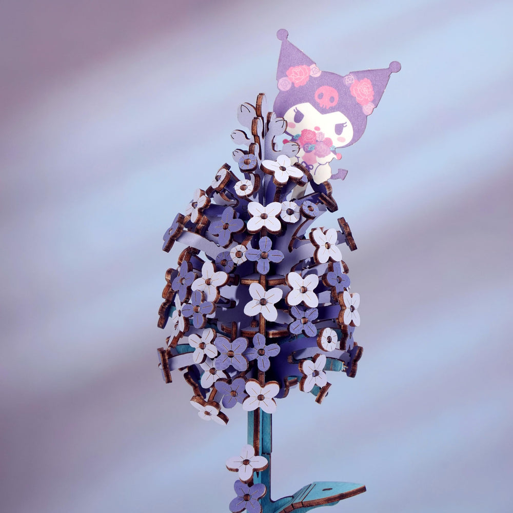 Hands Craft Lilac flower display, finished decor for desks and shelves.