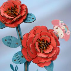 Hands Craft Hello Kitty My Melody red camellia 3D puzzle instructions provide a clear guide for confident construction