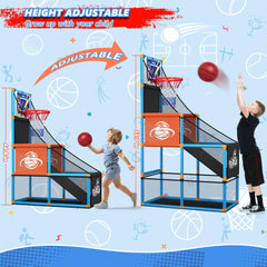 Handwell Arcade basketball set includes four balls for varied indoor-outdoor practice.