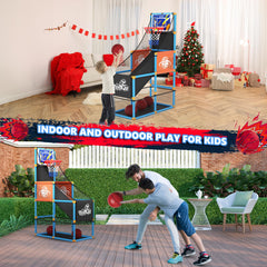 Handwell Arcade basketball storage net keeps play spaces tidy after use.