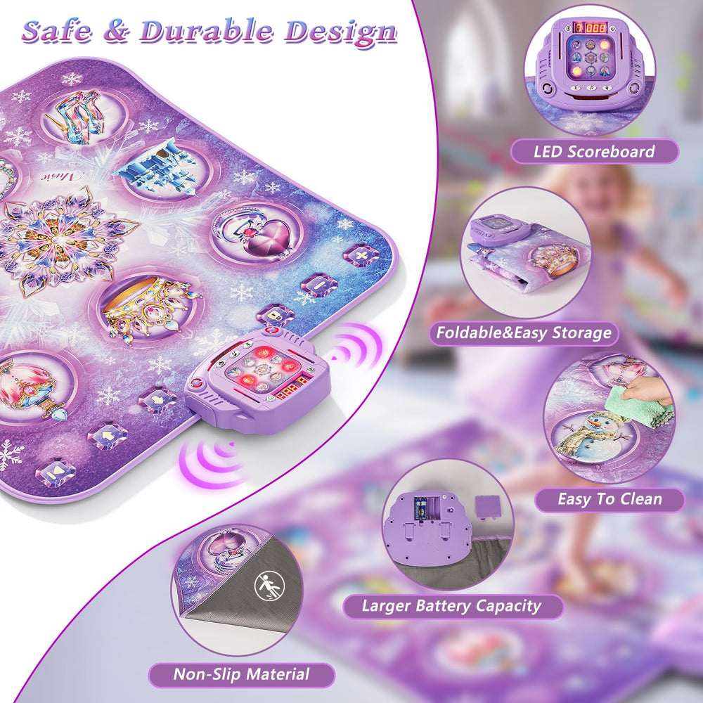 Handwell dance mat in use with kids dancing and smiling.
