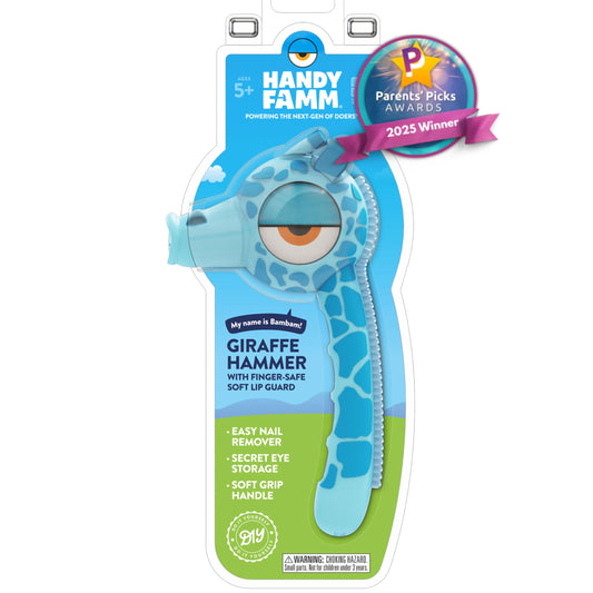 Handy Famm real metal blue giraffe hammer head supports real DIY projects for kids