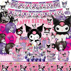 HANISNA Kuromi birthday banner brightens the party backdrop and sets a joyful tone.