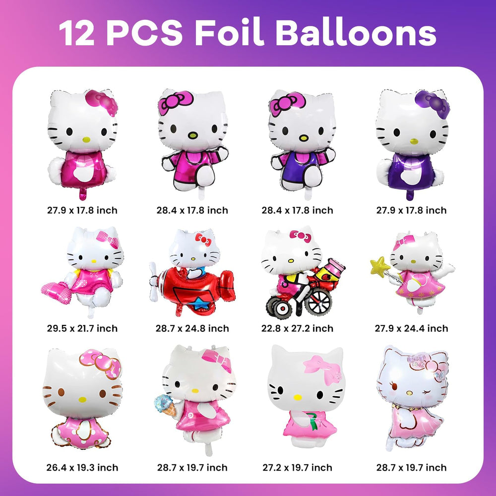 HANJIEJIE Kitty foil balloons create a playful centerpiece for celebrations